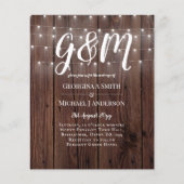 Papier BUDGET Rustique Woodland Lumières Mariage Invite (Devant)