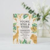 Papier Budget Safari 3e anniversaire Green Ecru Invitatio (Debout devant)