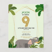 Papier Budget Safari Animal Elephant Anniversaire Invitat (Devant)