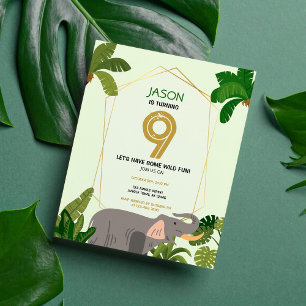 Papier Budget Safari Animal Elephant Anniversaire Invitat