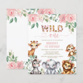 Papier Budget Safari Animal Wild One Floral 1er anniversa (Devant / Derrière)