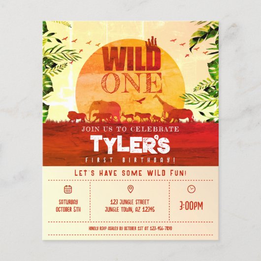 Papier Budget Safari Animaux Wild 1 Photo Anniversaire In (Devant)