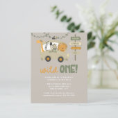 Papier Budget Safari Animaux Wild Un Anniversaire Invitat (Debout devant)