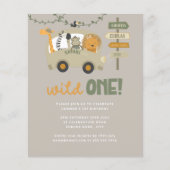 Papier Budget Safari Animaux Wild Un Anniversaire Invitat (Devant)