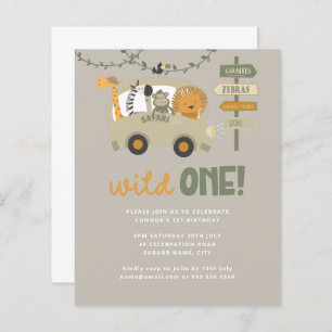 Papier Budget Safari Animaux Wild Un Anniversaire Invitat