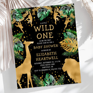 Papier Budget Safari Baby shower Black Gold Invitation