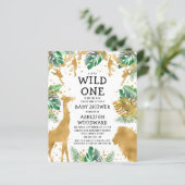 Papier Budget Safari Baby shower Green Gold Invitation (Debout devant)