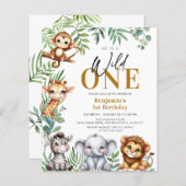 Papier Budget Safari Wild One Animaux 1er anniversaire In (Devant / Derrière)