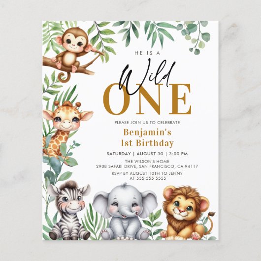 Papier Budget Safari Wild One Animaux 1er anniversaire In (Devant)