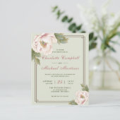 Papier Budget Sage & Blush Peony Mariage Floral Invitatio (Debout devant)