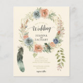 Papier Budget Sage Boho Aquarelle Floral Wedding Invitati (Devant)
