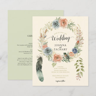 Papier Budget Sage Boho Aquarelle Floral Wedding Invitati