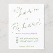 Papier BUDGET Sage calligraphie verte QR code mariage (Devant)