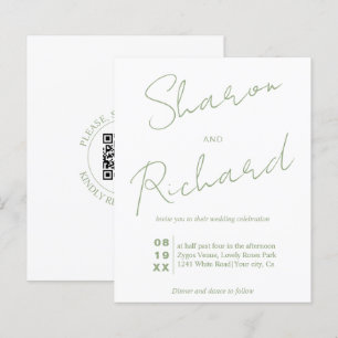 Papier BUDGET Sage calligraphie verte QR code mariage