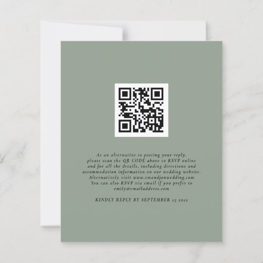 Papier Budget Sage Citrouille QR Code Mariage RSVP (Dos)