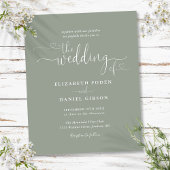 Papier Budget Sage Coeurs verts Script Mariage Invitation