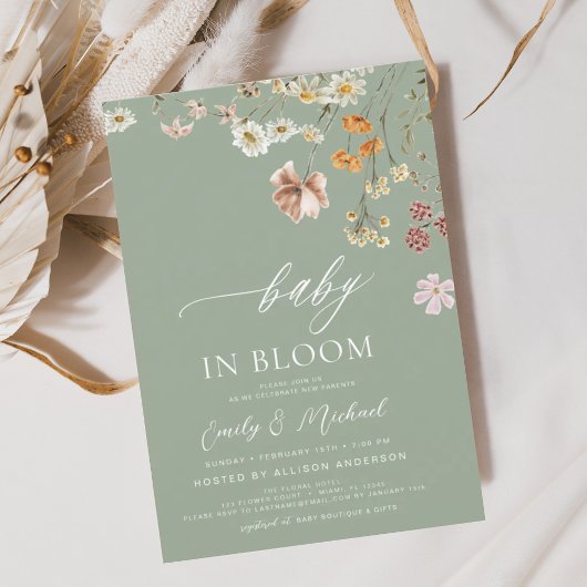 Papier Budget Sage Fleur sauvage vert bébé dans douche fl