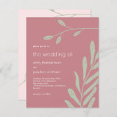 Papier Budget Sage Foliage Dusty Rose Faire-part de maria (Devant / Derrière)