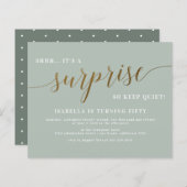 Papier Budget Sage & Gold Script Surprise fête d'annivers (Devant / Derrière)