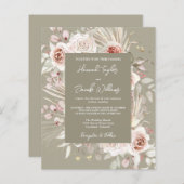 Papier Budget Sage Green Boho Floral Faire-part de mariag (Devant / Derrière)