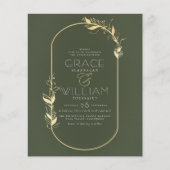 Papier Budget Sage Green Botanique Mariage cadre or (Devant)