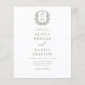Papier Budget Sage Green Crest Monogramme Mariage QR Code (Devant)