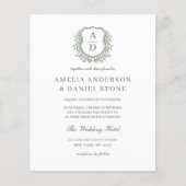 Papier Budget Sage Green Crest Monogramme Mariage QR Code (Devant)