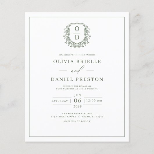 Papier Budget Sage Green Crest Photo (Devant)