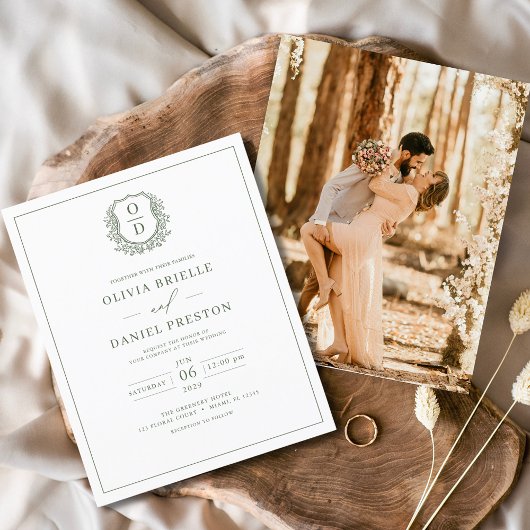 Papier Budget Sage Green Crest Photo