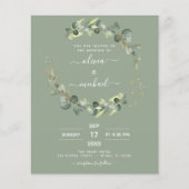 Papier Budget Sage Green Eucalyptus Invitations de mariag (Devant)
