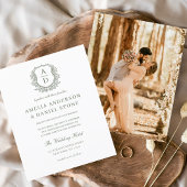 Papier Budget Sage Green Floral Crest Monogramme Mariage