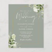 Papier Budget Sage Green Floral Gold Arch Mariage Invitat (Devant)