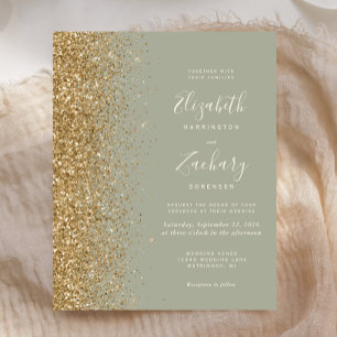 Papier Budget Sage Green Gold Faux Parties scintillant Ma