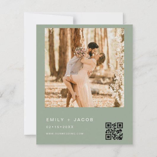 Papier Budget Sage Green Le Mariage de Photo Code QR (Dos)