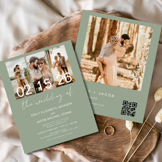 Papier Budget Sage Green Le Mariage de Photo Code QR
