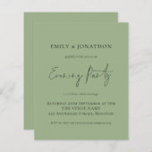 Papier Budget Sage Green Mariage Invitation de soirée (Devant / Derrière)