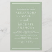Papier Budget Sage Green Mariage Invitation moderne (Devant)