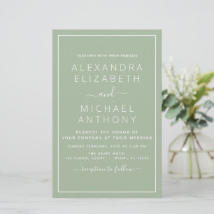 Papier Budget Sage Green Mariage Invitation moderne