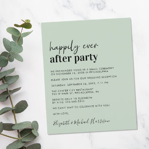 Papier Budget Sage Green Mariage Réception Invitation
