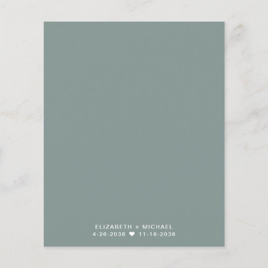 Papier Budget Sage Green Mariage Réception Invitation (Dos)
