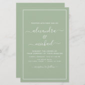 Papier Budget Sage Green Mariage Typographie moderne (Devant / Derrière)