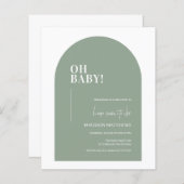 Papier Budget Sage Green Minimal Arc Oh Baby shower (Devant / Derrière)