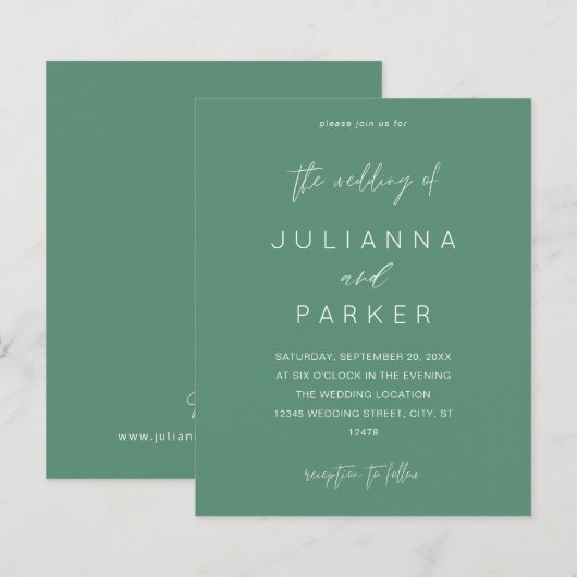 Papier Budget Sage Green MOD Calligraphie Mariage (Devant / Derrière)