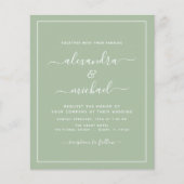 Papier Budget Sage Mariage vert avec invitation photo (Devant)
