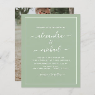 Papier Budget Sage Mariage vert avec invitation photo