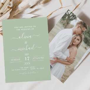 Papier Budget Sage Mariage vert avec invitation photo