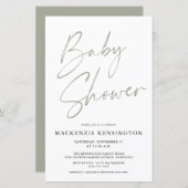 Papier Budget Sage Olive Green Simple Script Baby shower (Devant / Derrière)