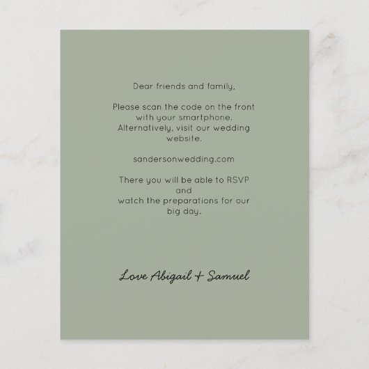 Papier Budget Sage QR Code Tout en un Faire-part de maria (Dos)