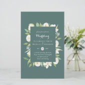 Papier BUDGET Sage Vert Magnolia Floral Mariage Inviter (Debout devant)