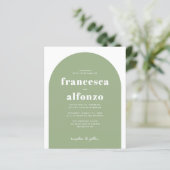 Papier Budget Sage Vert RSVP QR Code Retro Photo Mariage (Debout devant)